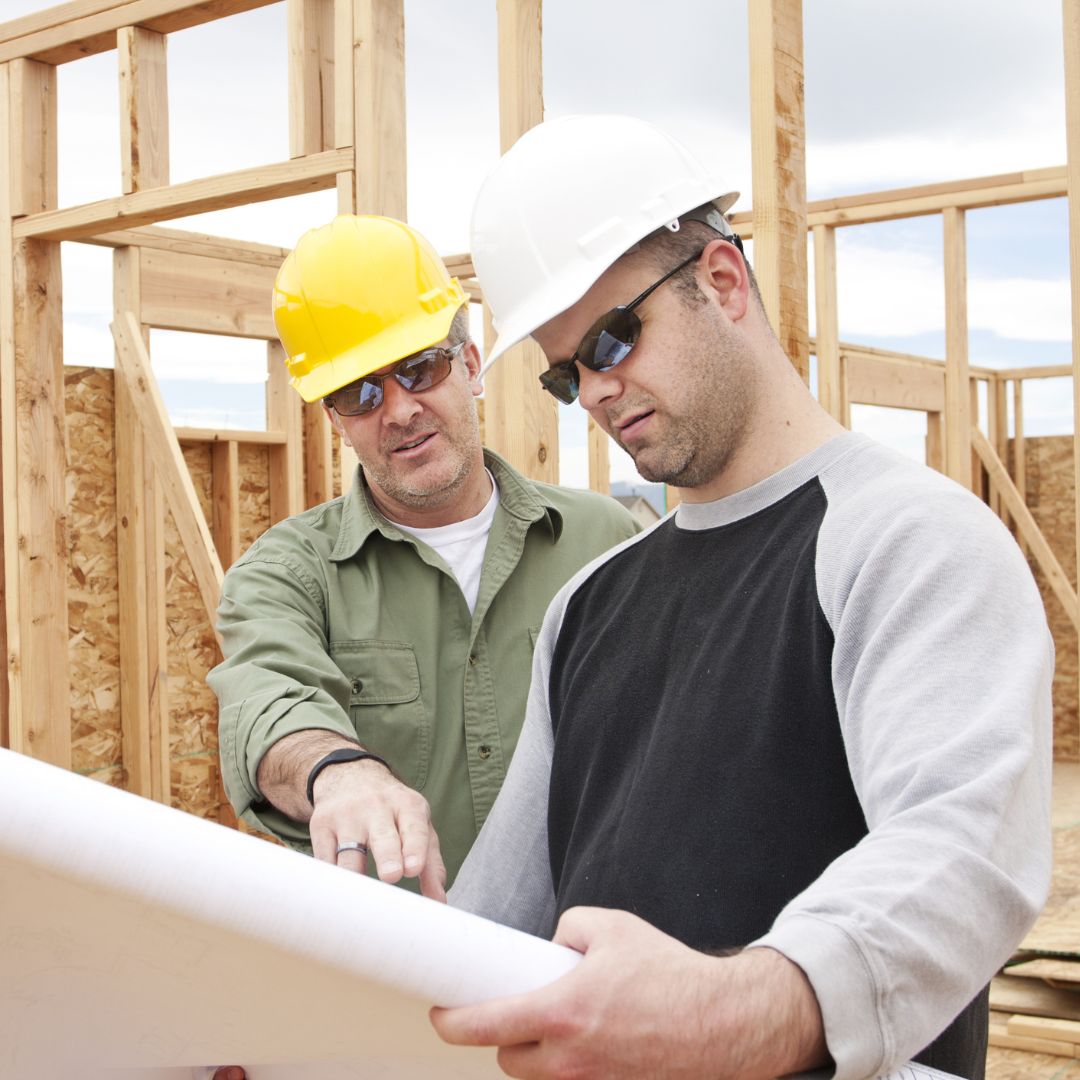 A construction worker being trained