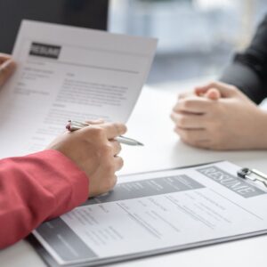 Job interview resume and other paperwork.